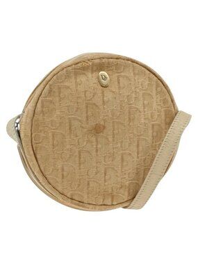 Authentic Christian Dior Trotter Canvas Shoulder Bag Beige